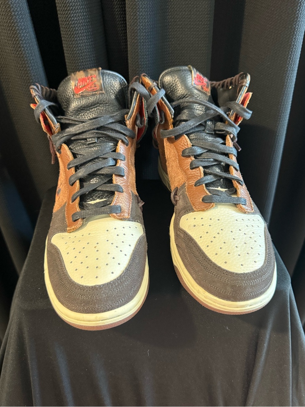 Nike High-Top Sneakers in Black, Brown, and Cream